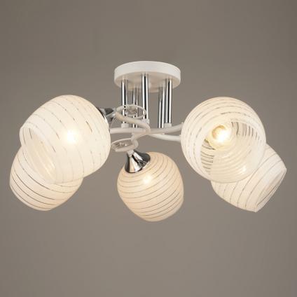 Люстра C1411/5 WT+CR белый/хром 5х60W E27 d570 h250, QH20